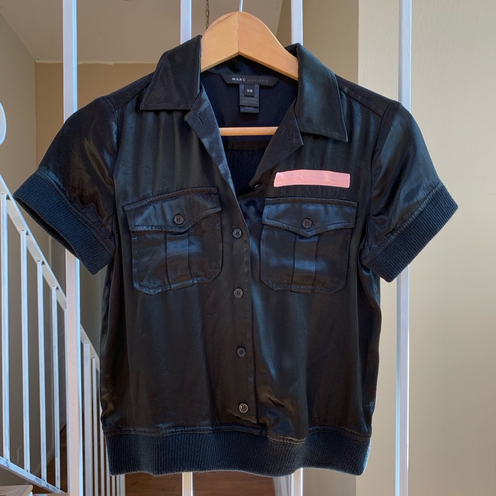 Marc Jacobs black with pink short sleeve top XS